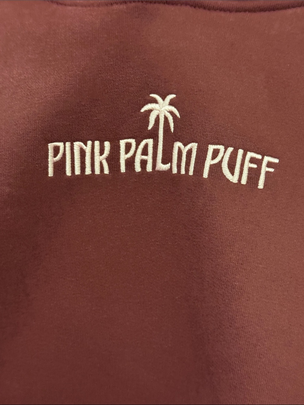 Pink Palm Puff Women's Maroon Hoodie - Picture 7 of 12